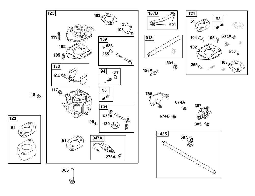 Carburetor And Fuel Supply Group Diagram and Parts List for 356447-0636-G1 200000 - 399999 Briggs and Stratton Engine